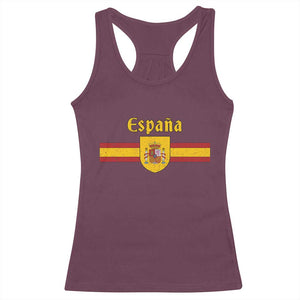 Espana Escudo Retro Spain Coat of Arms and Flag Español Racerback Tank Top TS11 Maroon Print Your Wear