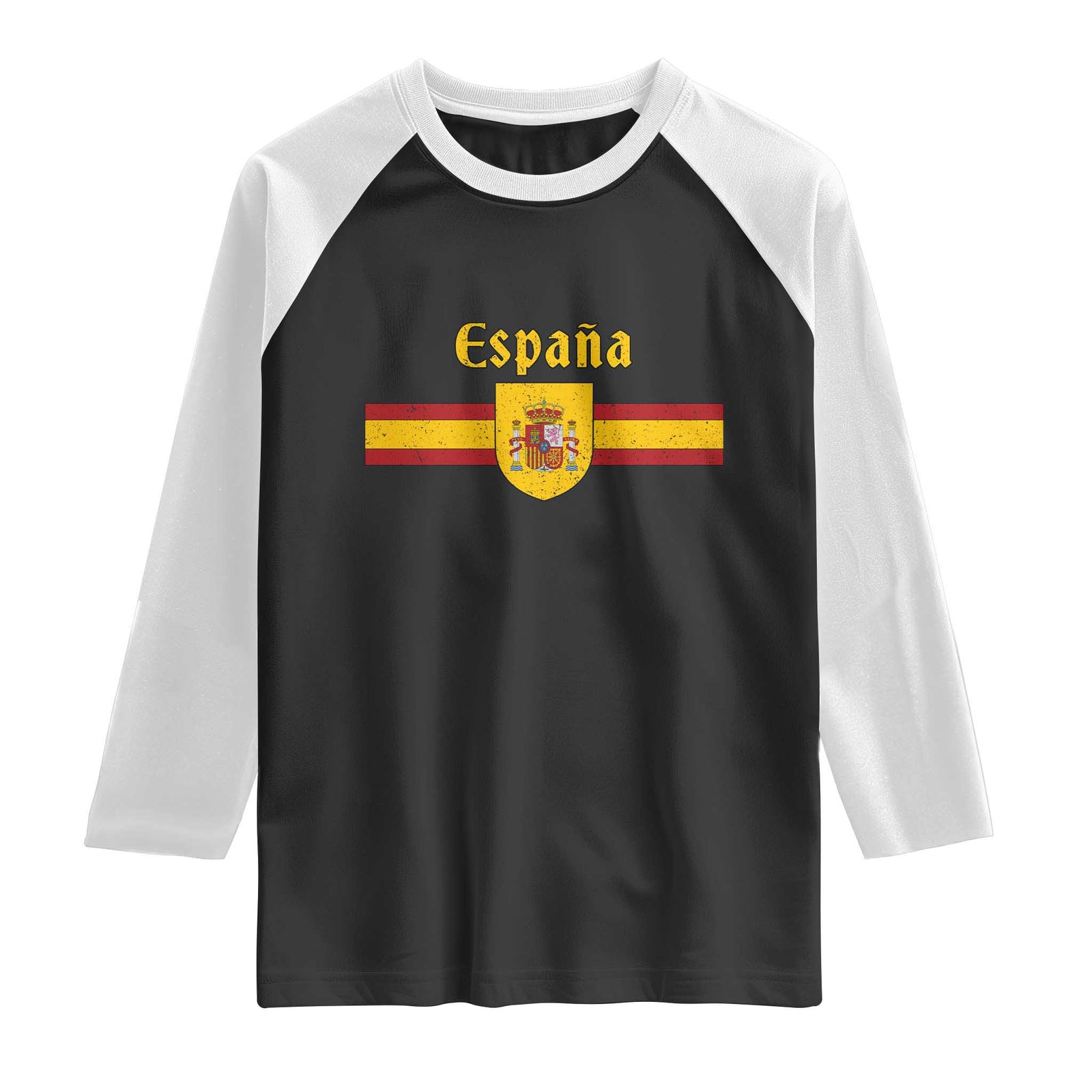 Espana Escudo Retro Spain Coat of Arms and Flag Español Raglan Shirt TS11 Black White Print Your Wear