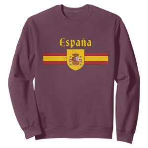 Espana Escudo Retro Spain Coat of Arms and Flag Español Sweatshirt TS11 S Maroon Print Your Wear