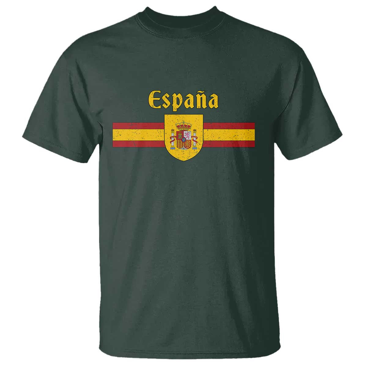 Espana Escudo Retro Spain Coat of Arms and Flag Español T Shirt TS11 Dark Forest Green Print Your Wear