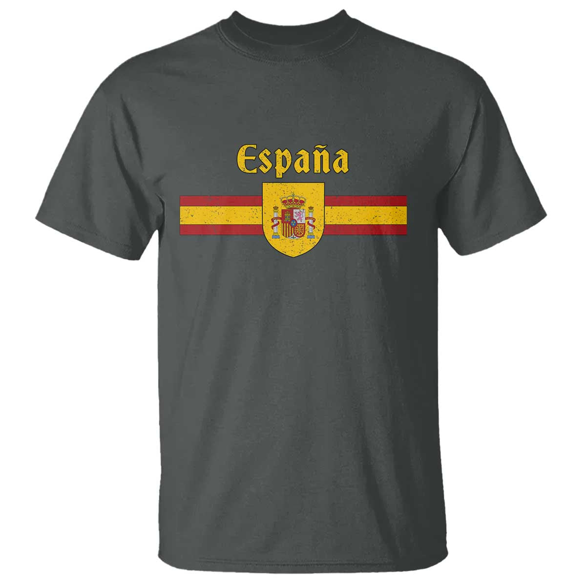 Espana Escudo Retro Spain Coat of Arms and Flag Español T Shirt TS11 Dark Heather Print Your Wear