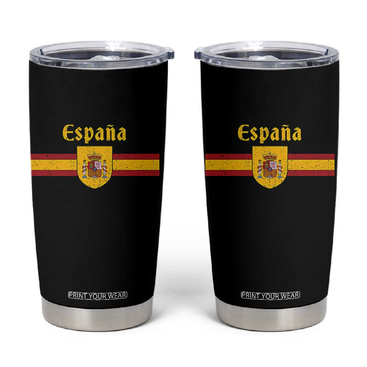 Espana Escudo Retro Spain Coat of Arms and Flag Español Tumbler Cup TS11 Black Print Your Wear