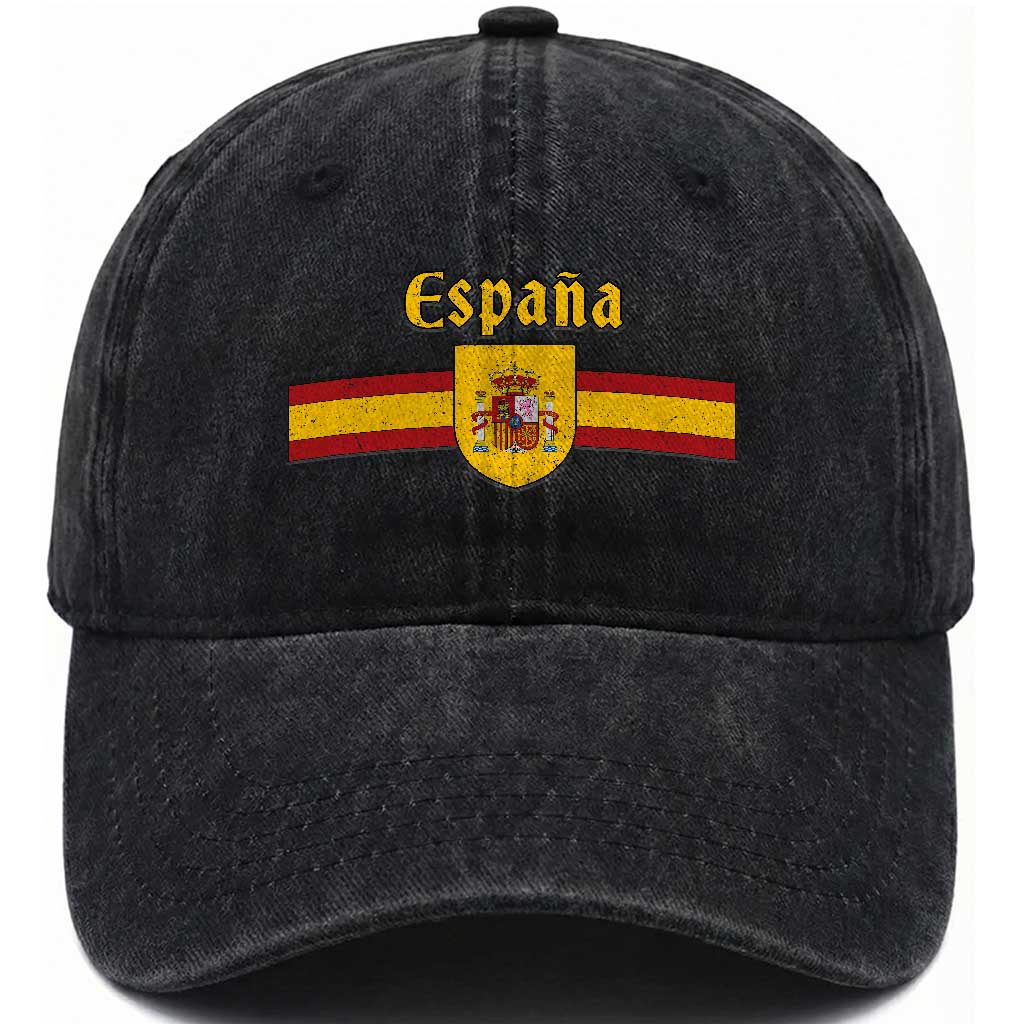 Espana Escudo Retro Spain Coat of Arms and Flag Español Washed Cotton Baseball Cap TS11 Print Your Wear