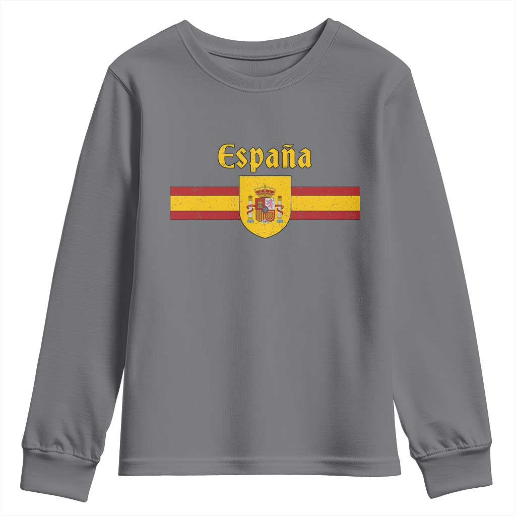 Espana Escudo Retro Spain Coat of Arms and Flag Español Youth Sweatshirt TS11 Charcoal Print Your Wear
