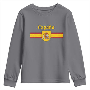 Espana Escudo Retro Spain Coat of Arms and Flag Español Youth Sweatshirt TS11 Charcoal Print Your Wear