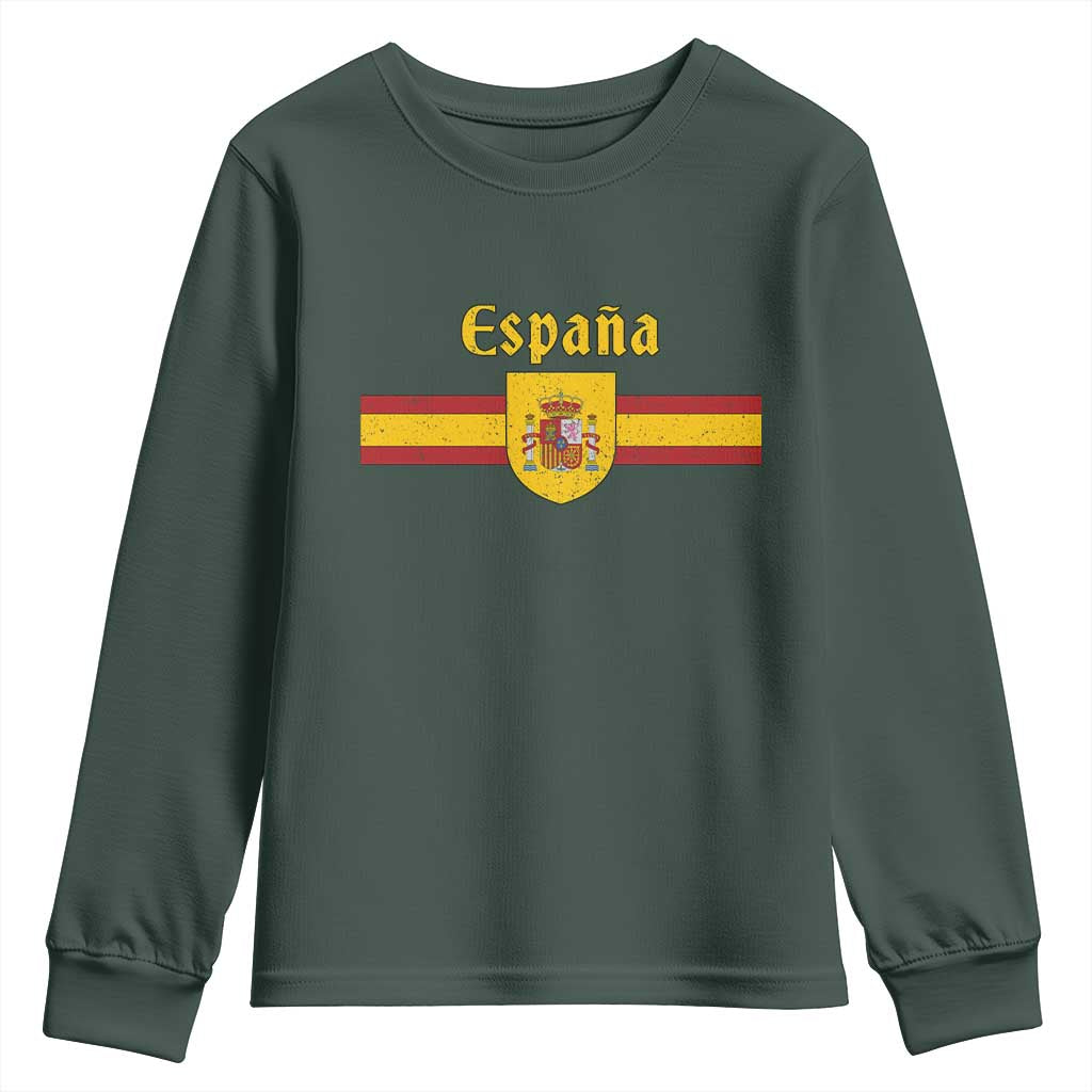 Espana Escudo Retro Spain Coat of Arms and Flag Español Youth Sweatshirt TS11 Dark Forest Green Print Your Wear