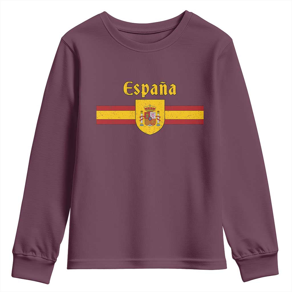 Espana Escudo Retro Spain Coat of Arms and Flag Español Youth Sweatshirt TS11 Maroon Print Your Wear