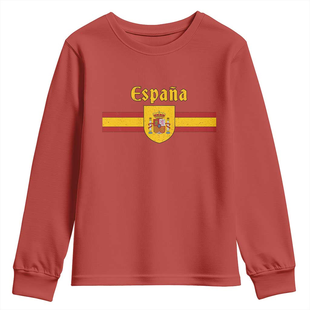 Espana Escudo Retro Spain Coat of Arms and Flag Español Youth Sweatshirt TS11 Red Print Your Wear