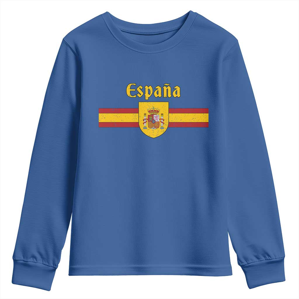 Espana Escudo Retro Spain Coat of Arms and Flag Español Youth Sweatshirt TS11 Royal Blue Print Your Wear