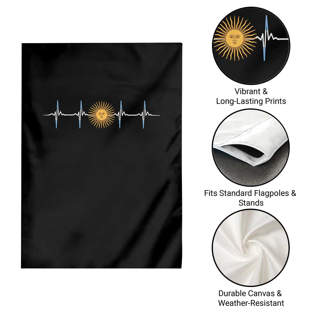 Argentina Sun of May Heartbeat ECG Pulse Argentine Pride Garden Flag