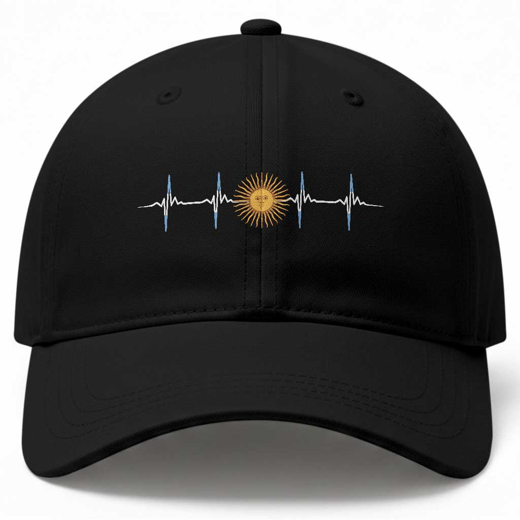 Argentina Sun of May Heartbeat ECG Pulse Argentine Pride Baseball Cap