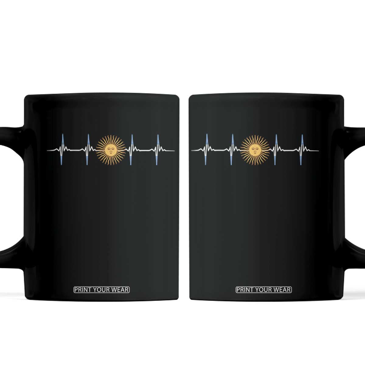 Argentina Sun of May Heartbeat ECG Pulse Argentine Pride Coffee Mug