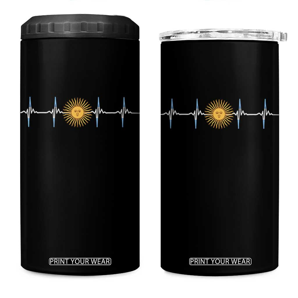 Argentina Sun of May Heartbeat ECG Pulse Argentine Pride 4 in 1 Can Cooler Tumbler