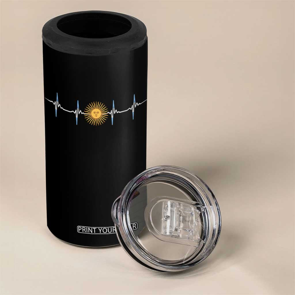 Argentina Sun of May Heartbeat ECG Pulse Argentine Pride 4 in 1 Can Cooler Tumbler