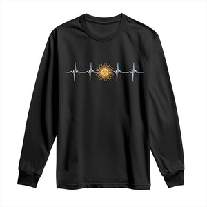 Argentina Sun of May Heartbeat ECG Pulse Argentine Pride Long Sleeve Shirt