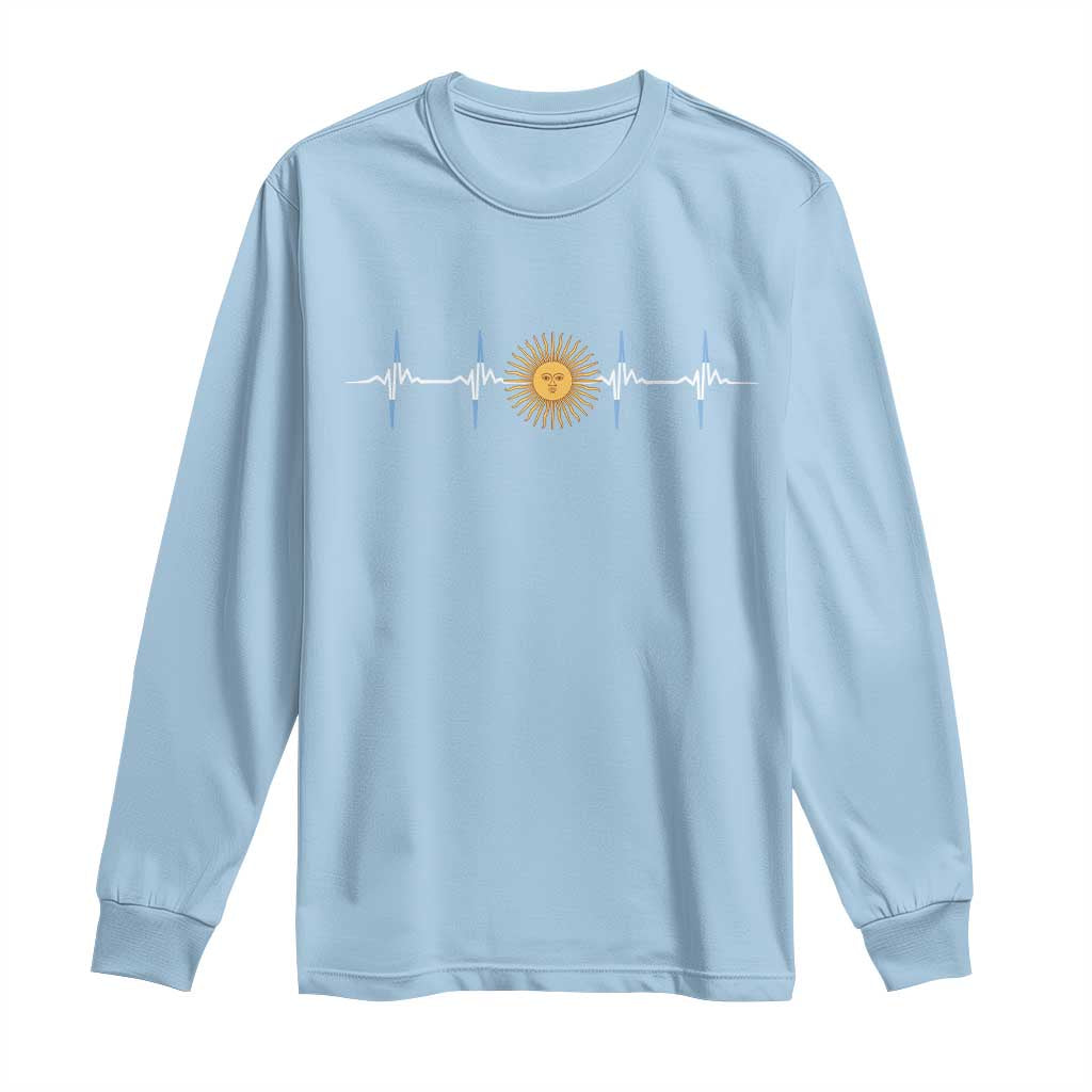 Argentina Sun of May Heartbeat ECG Pulse Argentine Pride Long Sleeve Shirt