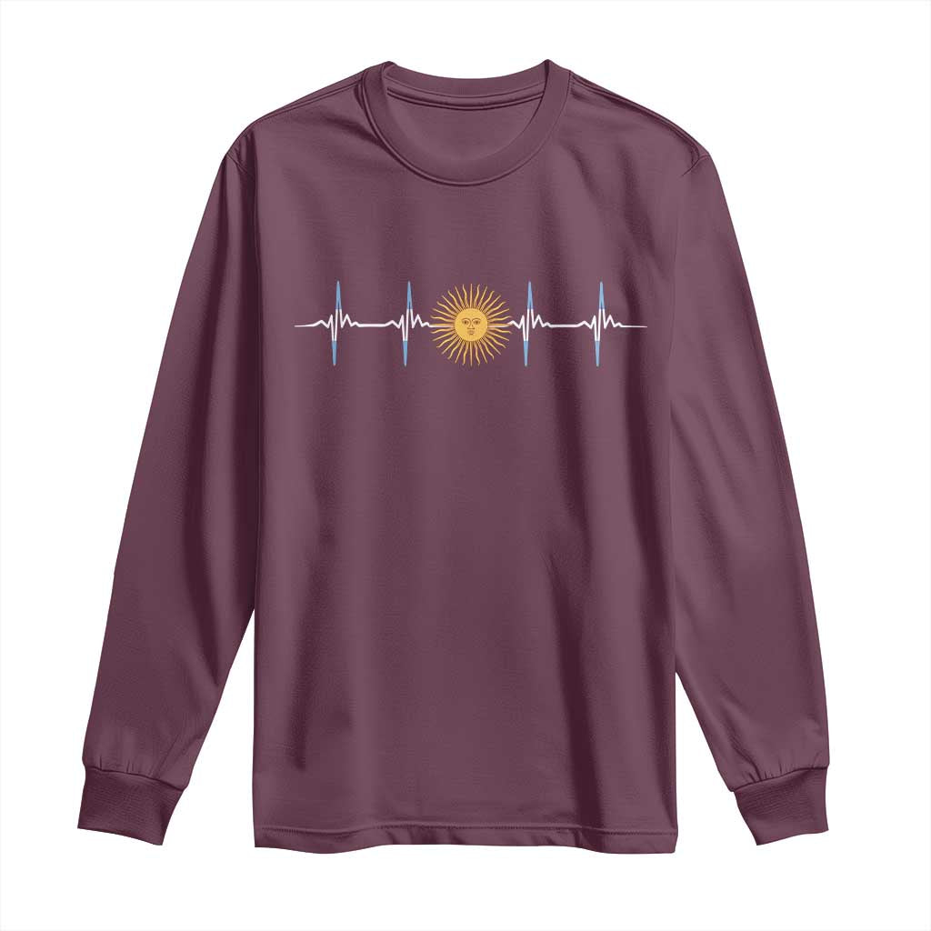 Argentina Sun of May Heartbeat ECG Pulse Argentine Pride Long Sleeve Shirt