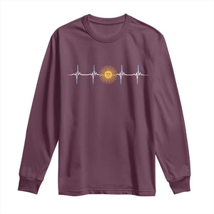 Argentina Sun of May Heartbeat ECG Pulse Argentine Pride Long Sleeve Shirt