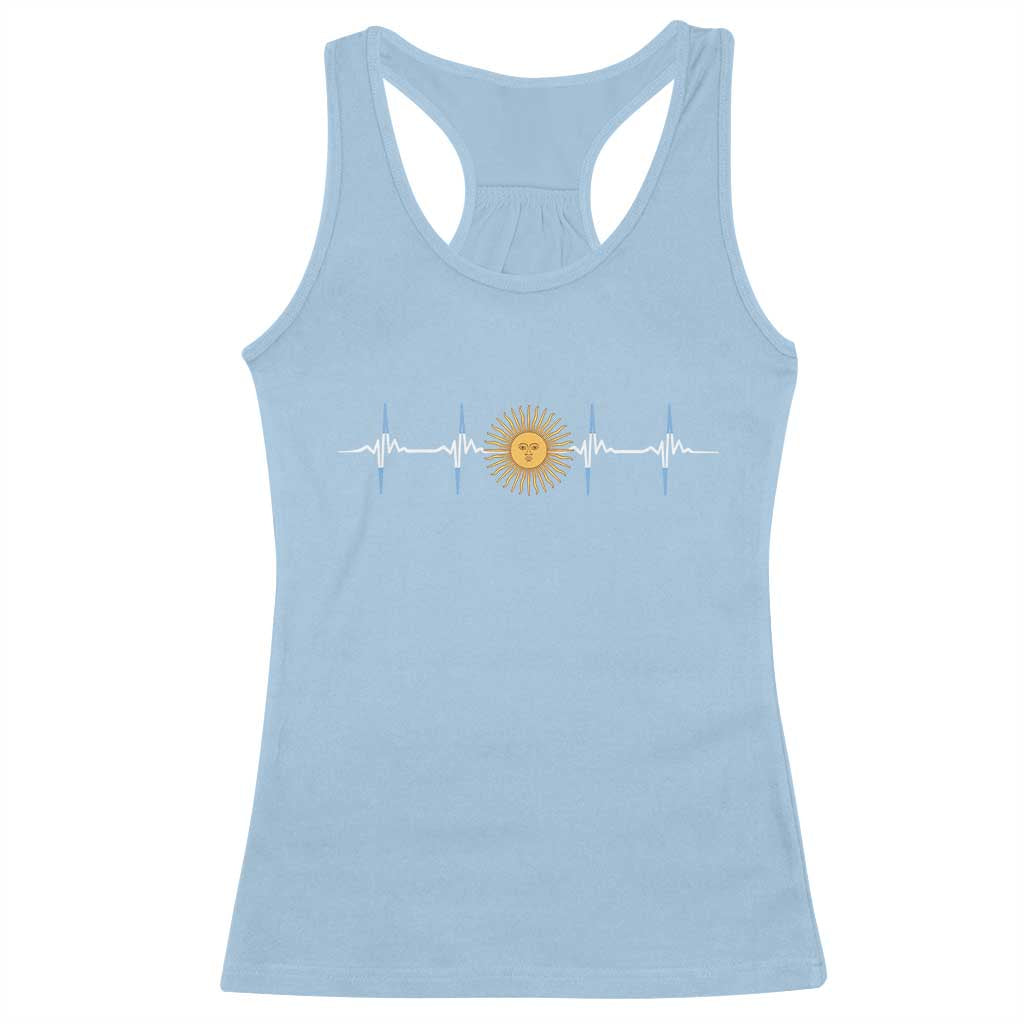 Argentina Sun of May Heartbeat ECG Pulse Argentine Pride Racerback Tank Top