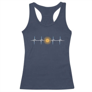 Argentina Sun of May Heartbeat ECG Pulse Argentine Pride Racerback Tank Top
