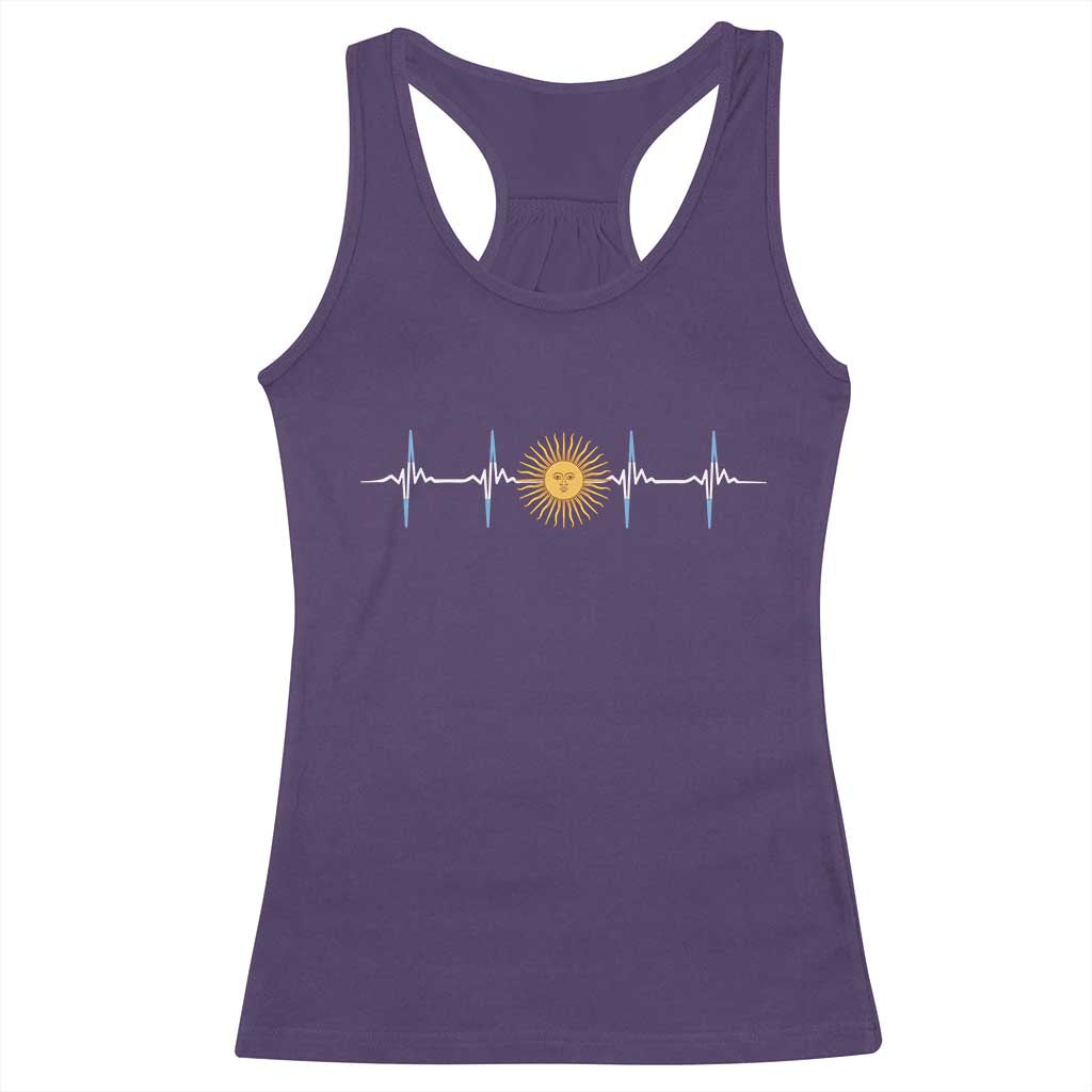 Argentina Sun of May Heartbeat ECG Pulse Argentine Pride Racerback Tank Top