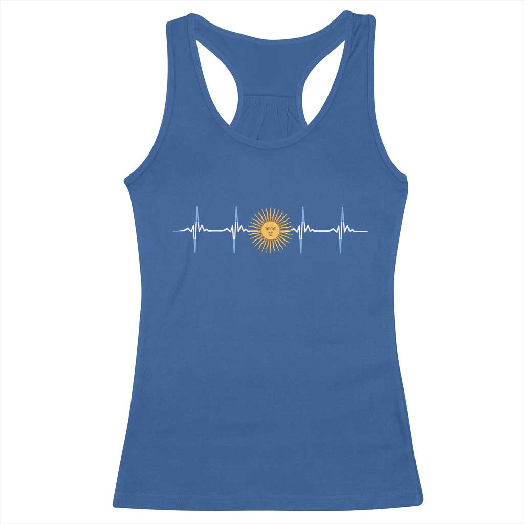 Argentina Sun of May Heartbeat ECG Pulse Argentine Pride Racerback Tank Top