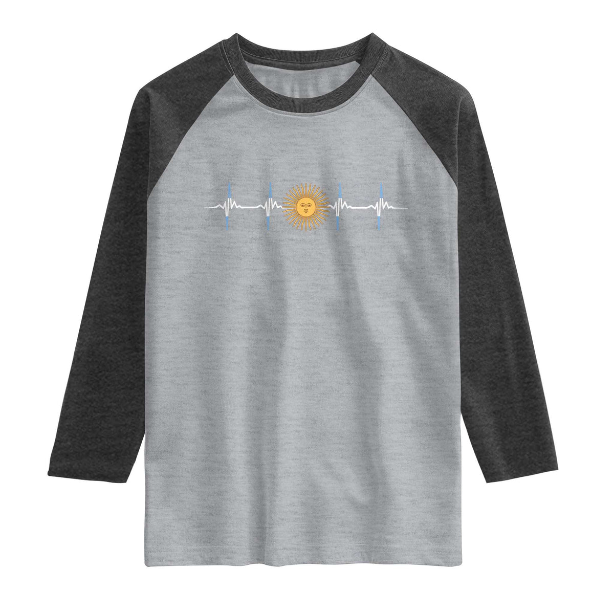 Argentina Sun of May Heartbeat ECG Pulse Argentine Pride Raglan Shirt