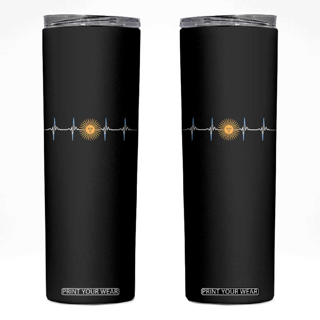 Argentina Sun of May Heartbeat ECG Pulse Argentine Pride Skinny Tumbler