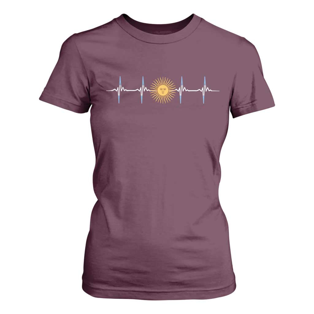 Argentina Sun of May Heartbeat ECG Pulse Argentine Pride T Shirt For Women