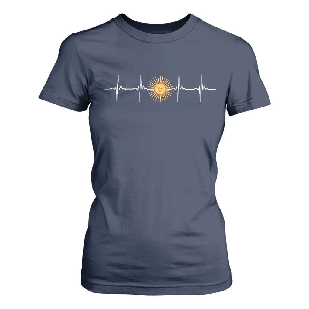 Argentina Sun of May Heartbeat ECG Pulse Argentine Pride T Shirt For Women