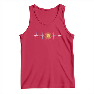 Argentina Sun of May Heartbeat ECG Pulse Argentine Pride Tank Top