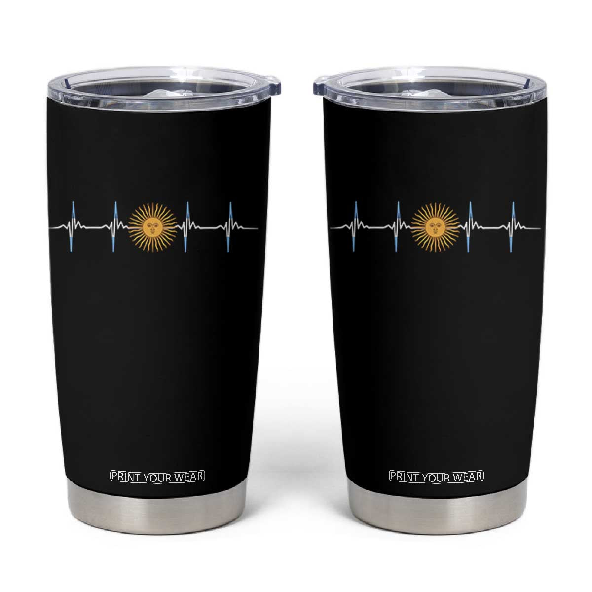Argentina Sun of May Heartbeat ECG Pulse Argentine Pride Tumbler Cup