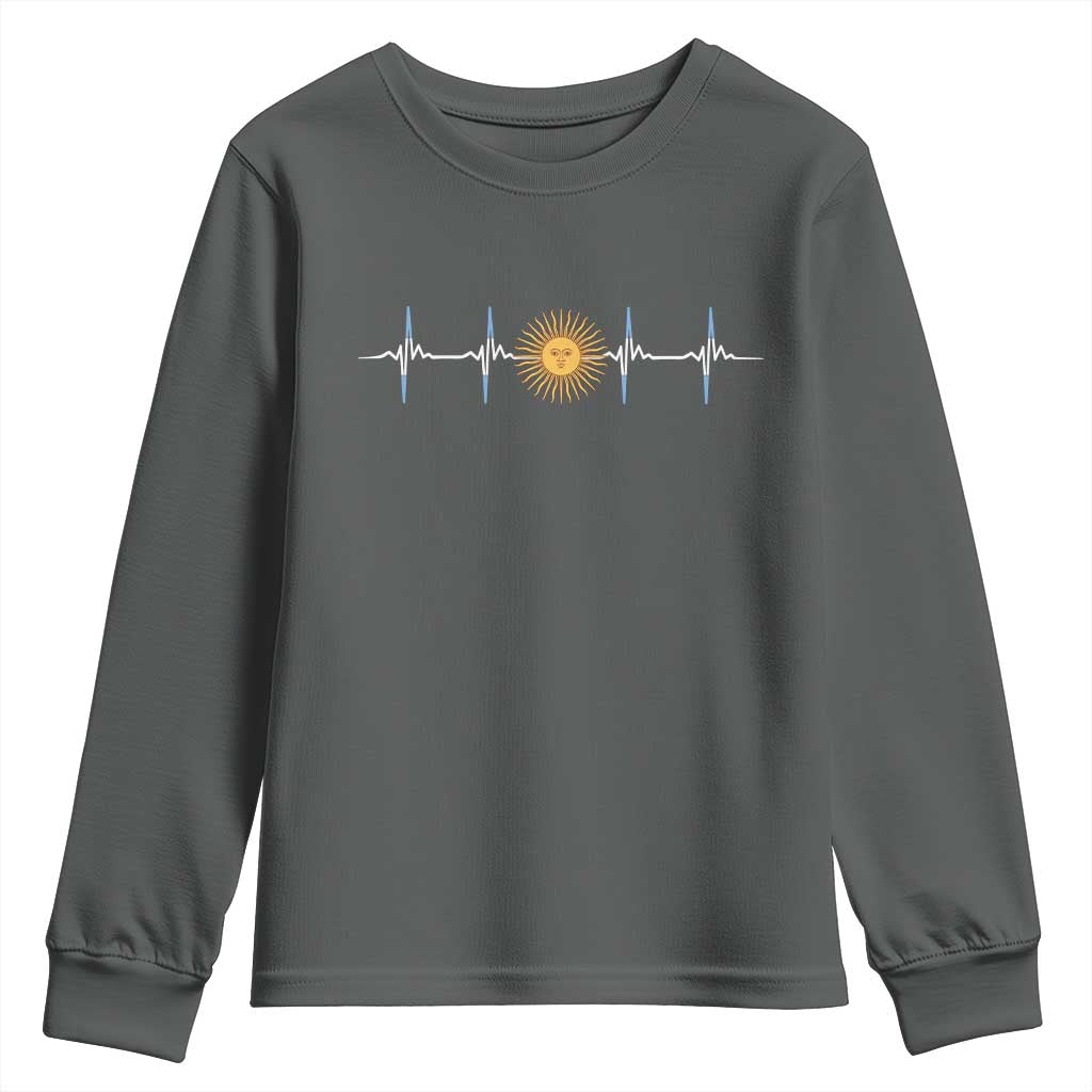 Argentina Sun of May Heartbeat ECG Pulse Argentine Pride Youth Sweatshirt