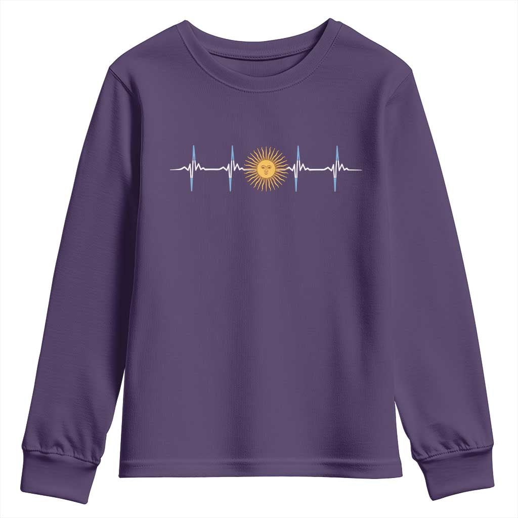 Argentina Sun of May Heartbeat ECG Pulse Argentine Pride Youth Sweatshirt