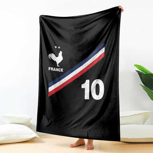 France Football Coq Throw Blanket French Flag Stripes Number 10 Athletic Soccer National Pride