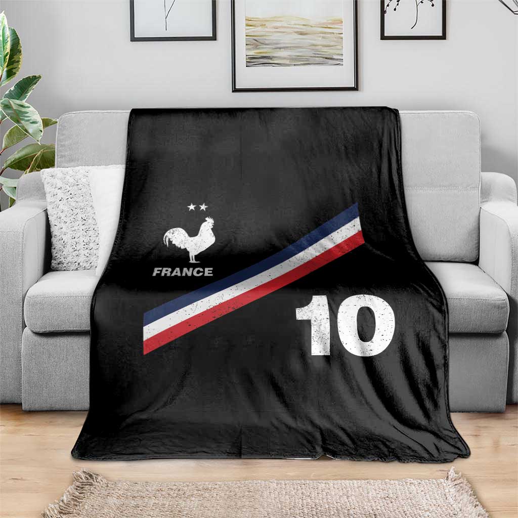 France Football Coq Throw Blanket French Flag Stripes Number 10 Athletic Soccer National Pride