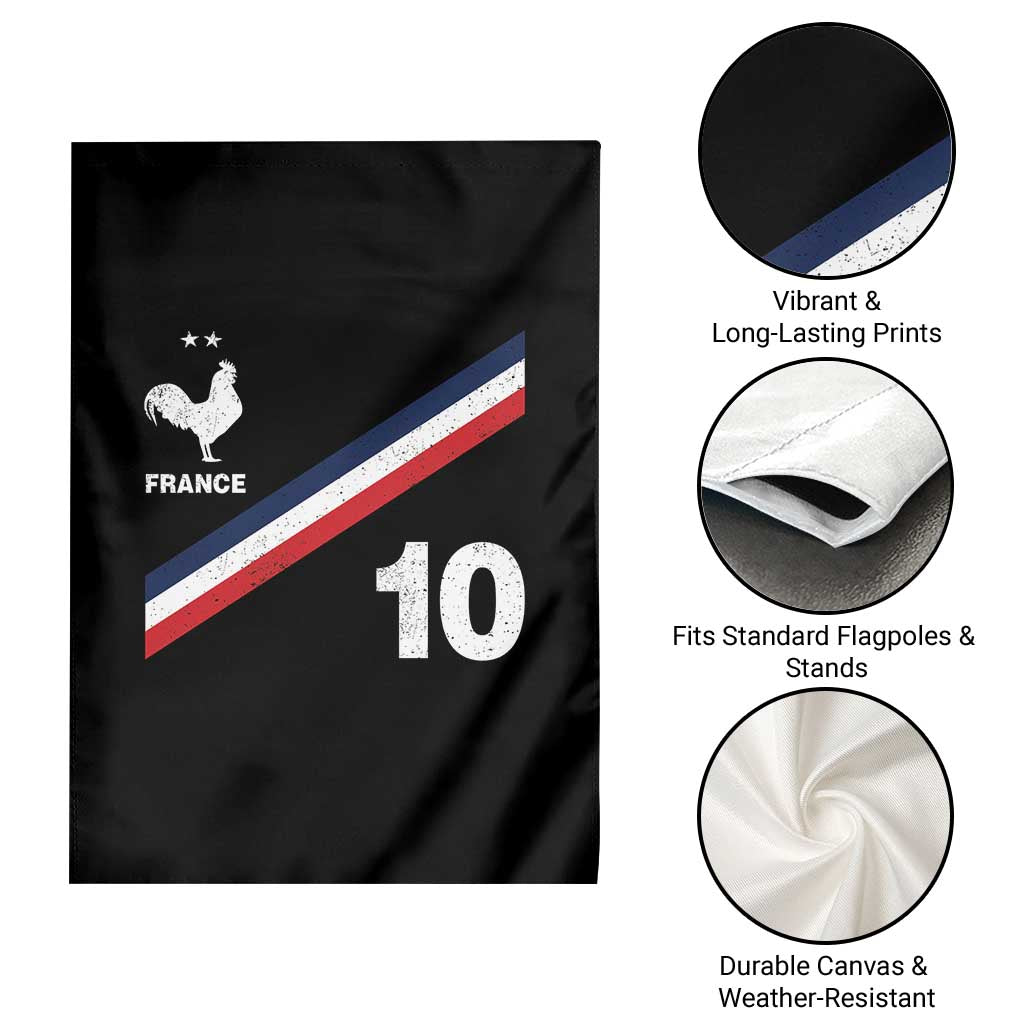 France Football Coq Garden Flag French Flag Stripes Number 10 Athletic Soccer National Pride