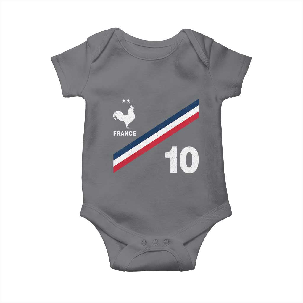 France Football Coq Baby Onesie French Flag Stripes Number 10 Athletic Soccer National Pride