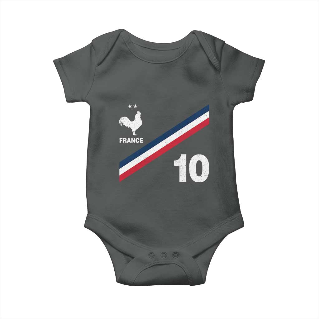 France Football Coq Baby Onesie French Flag Stripes Number 10 Athletic Soccer National Pride