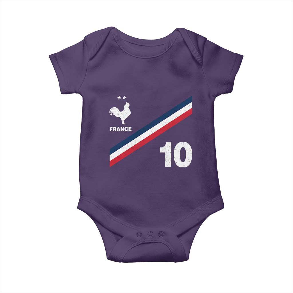 France Football Coq Baby Onesie French Flag Stripes Number 10 Athletic Soccer National Pride