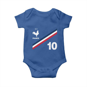 France Football Coq Baby Onesie French Flag Stripes Number 10 Athletic Soccer National Pride