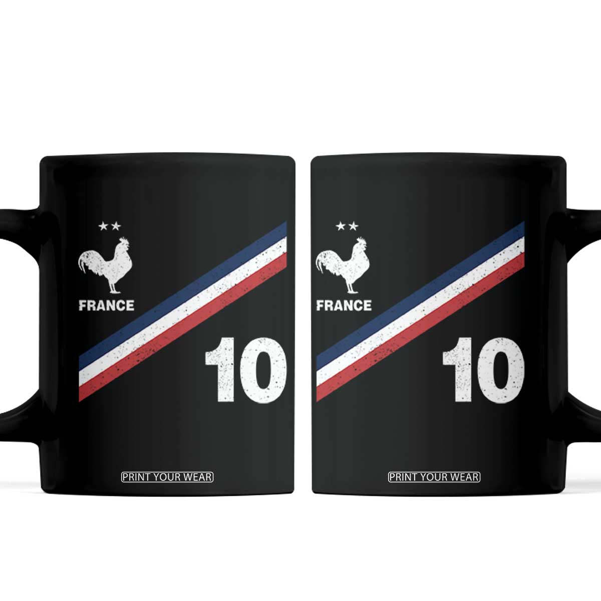 France Football Coq Coffee Mug French Flag Stripes Number 10 Athletic Soccer National Pride