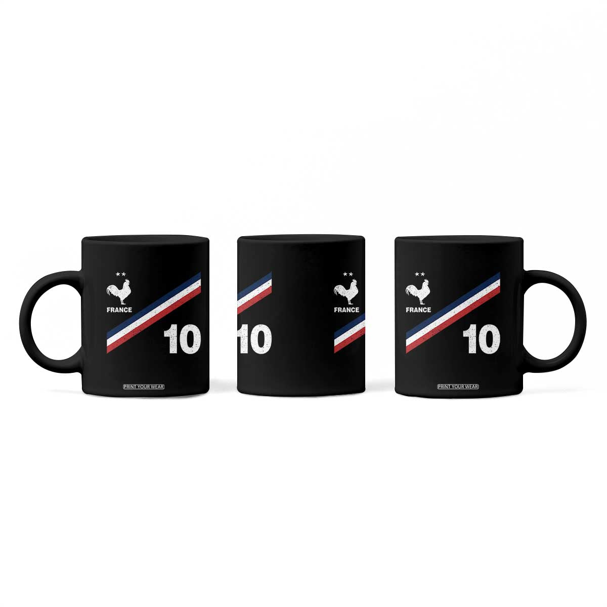France Football Coq Coffee Mug French Flag Stripes Number 10 Athletic Soccer National Pride