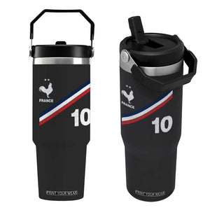 France Football Coq Flip Straw Tumbler French Flag Stripes Number 10 Athletic Soccer National Pride
