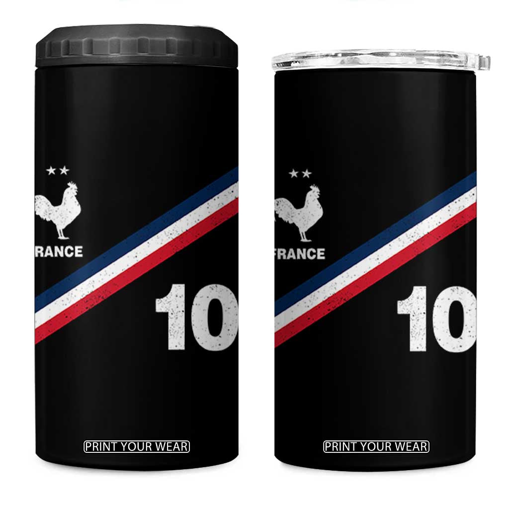 France Football Coq 4 in 1 Can Cooler Tumbler French Flag Stripes Number 10 Athletic Soccer National Pride