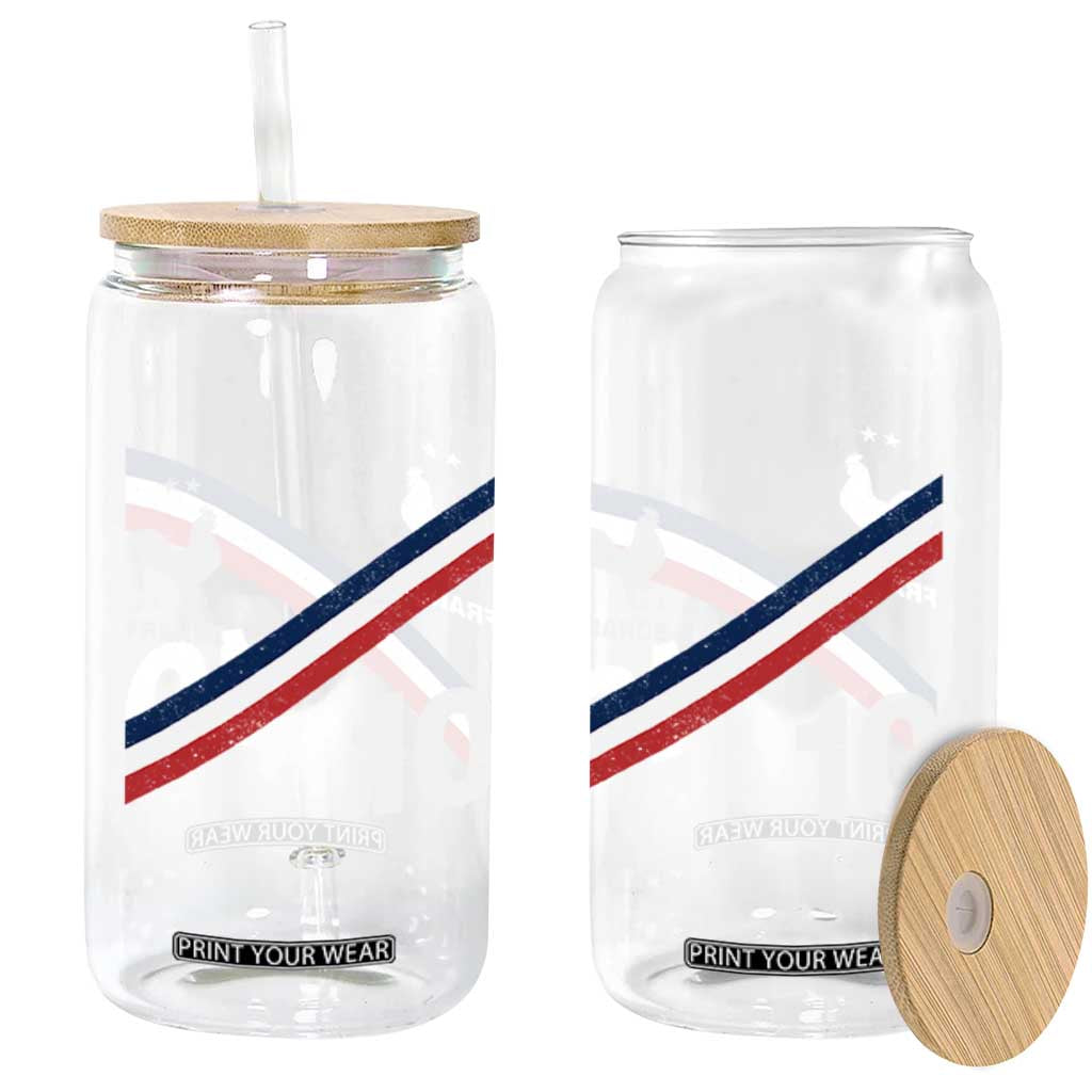 France Football Coq Glass Can French Flag Stripes Number 10 Athletic Soccer National Pride