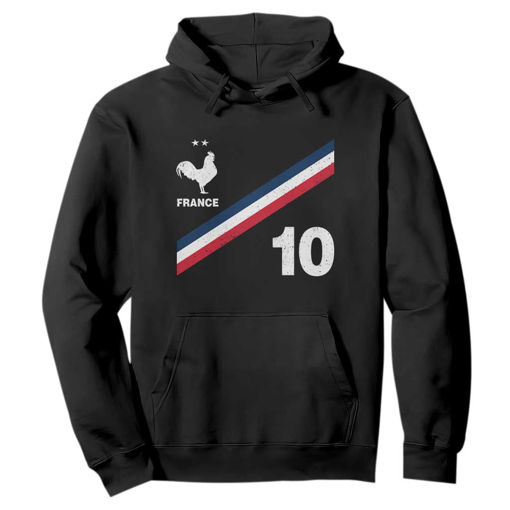 France Football Coq Hoodie French Flag Stripes Number 10 Athletic Soccer National Pride
