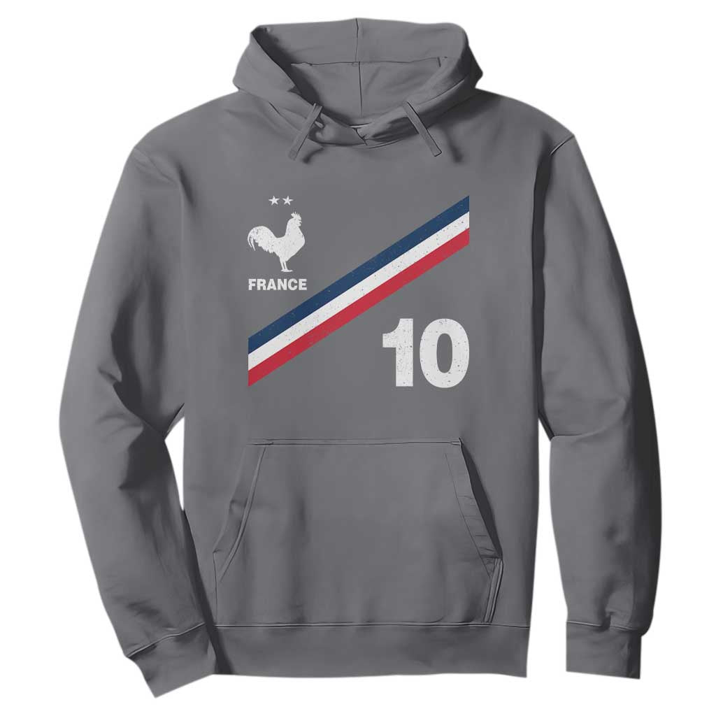 France Football Coq Hoodie French Flag Stripes Number 10 Athletic Soccer National Pride