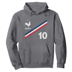 France Football Coq Hoodie French Flag Stripes Number 10 Athletic Soccer National Pride