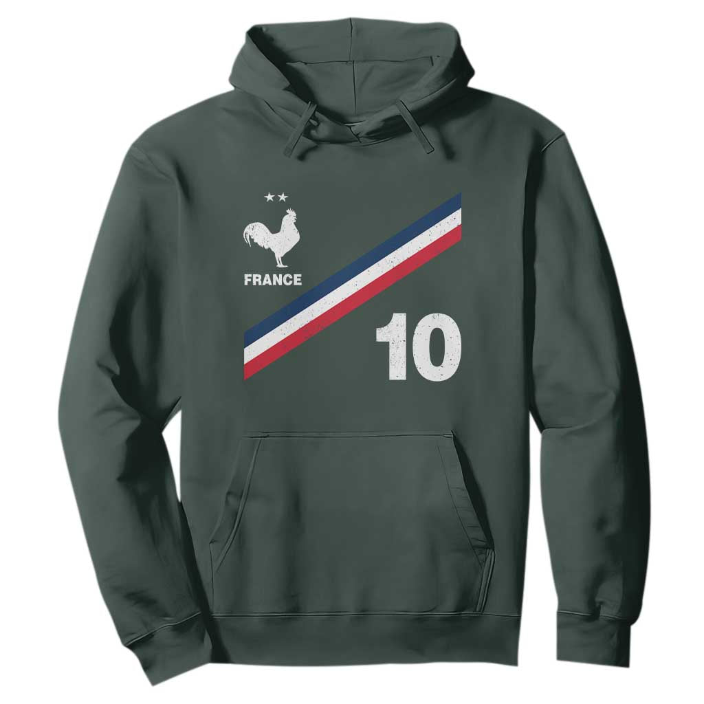 France Football Coq Hoodie French Flag Stripes Number 10 Athletic Soccer National Pride